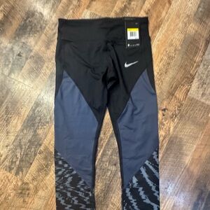 Nike Kids Black and Blue Patterned Leggings